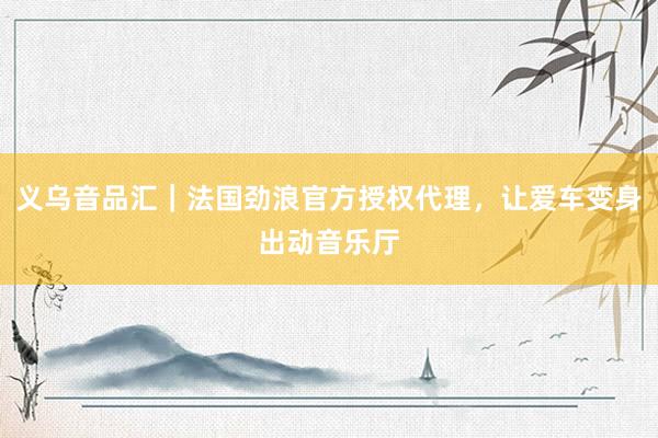 义乌音品汇｜法国劲浪官方授权代理，让爱车变身出动音乐厅
