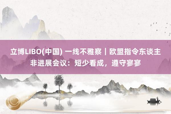 立博LIBO(中国) 一线不雅察｜欧盟指令东谈主非进展会议：短少看成，遵守寥寥