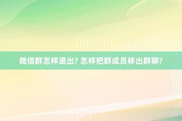 微信群怎样退出? 怎样把群成员移出群聊?