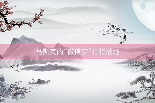 马斯克的“微信梦”行将落地